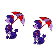 Poodle Patches (2-Pack) Animal Embroidered Iron On Patch Appliques