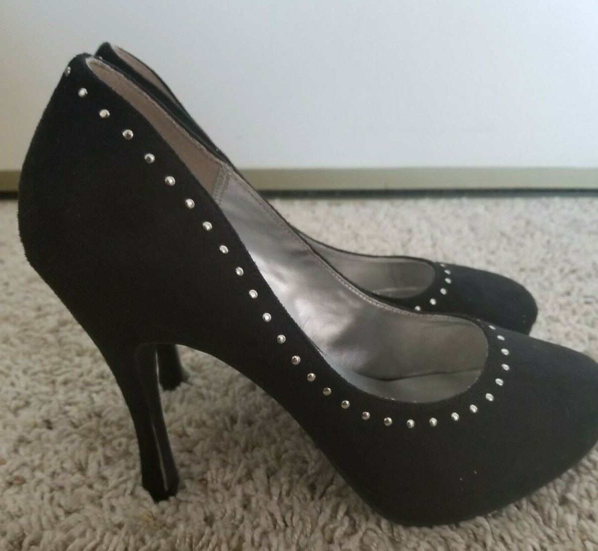 City Streets Basic Black Silver Studded High Heel… - image 12