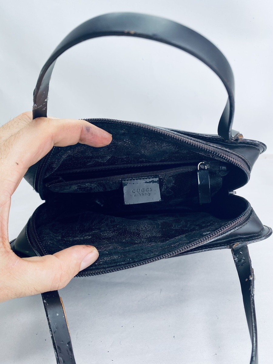 Gucci Vintage Hand Bag Big G 90s Tom Ford Black Leather Gucci Vintage Hand Bag Big G 90s Tom Ford Black Leather