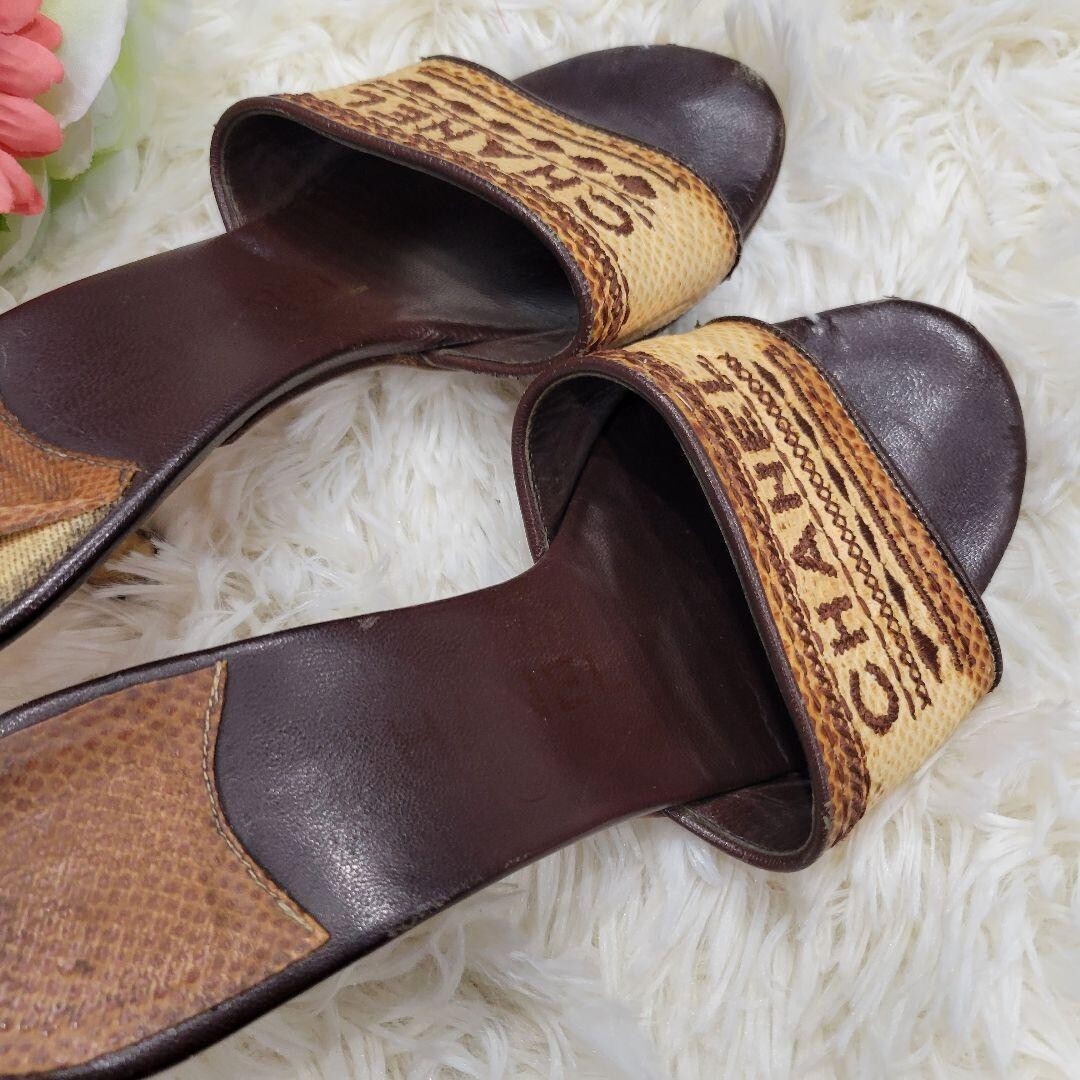 CHANEL Logo Heel Sandals Mules Pumps Shoes Women Size EU 35