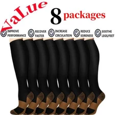 Compression Socks Stockings Women Men Knee High Medical Pain Relief 15-20mmHg