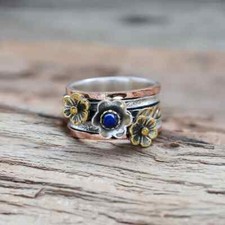 Lapis Lazuli Gemstone Ring Spinner Ring 925 Sterling Silver Handmade Ring Gift
