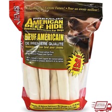 Rawhide Bones Large Dogs Dental Health Chews Durable USA Beefhide 20 Pack