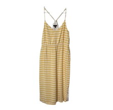 J. Crew carrie yellow white stripe silk sleeveless midi dress womens 6