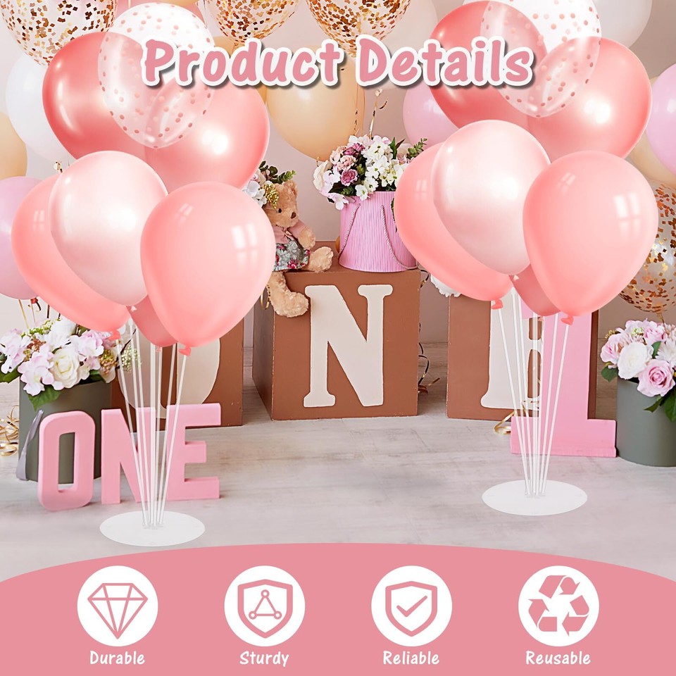 Hileyu 2 Kit Supports De Ballon De Table,160 Cm/63 Pouces Support De Bâton De Ballon De Support