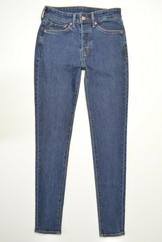 H&M Size 29 Womens SKINNY COUPE MOULANTE Button Fly Dark Wash STRETCH Blue Jeans