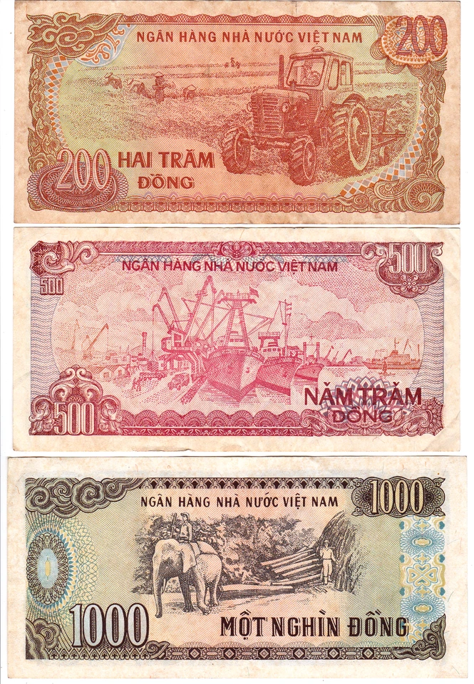 Mazuma *F2496 Vietnam 1987-1988 200,500 & 1000 Dong 3pcs EF-GEF - Image 3 of 3