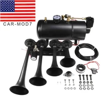 Train Horn Kit 1G Air Tank 150psi 4 Trumpets For Truck Car Pickup Loud System