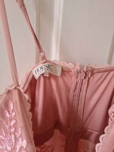 House of CB Lucia Dress Sheer Lace And Bandage Maxi Two-Piece Set in Rose Pink - Picture 14 of 18