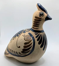 Vintage Tonala' Mexico Pottery Bird Figurine Hand Painted Folk Art 8.5"