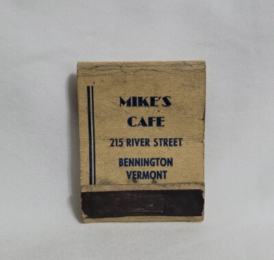 Vintage Matchbook Cover Mike's Cafe Restaurant Bennington Vermont Advertising
