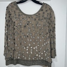 Parker Evening Blouse Sequins Beaded Us 8-10