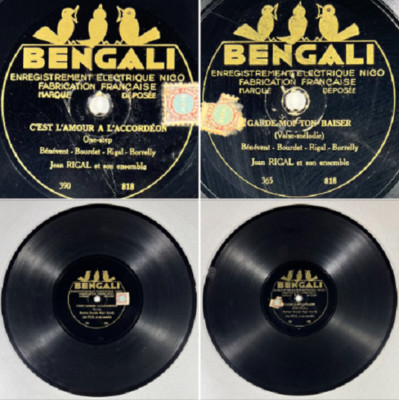 Jean Rigal und sein Set: C'est l'amour a l'ackordeon 78 rpm 10'' BENGALI 818
