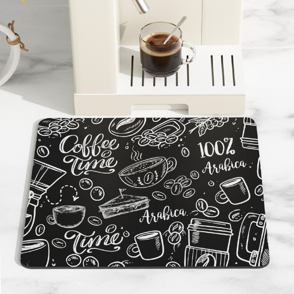 Coffee Machine Absorbent Mats Rectangle Cafe Maker Drying Placemat Non