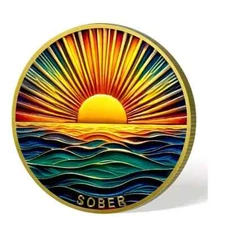 Sunlight Sobriety Coin Inspirational Recovery Token AA Chip Medallion Gift