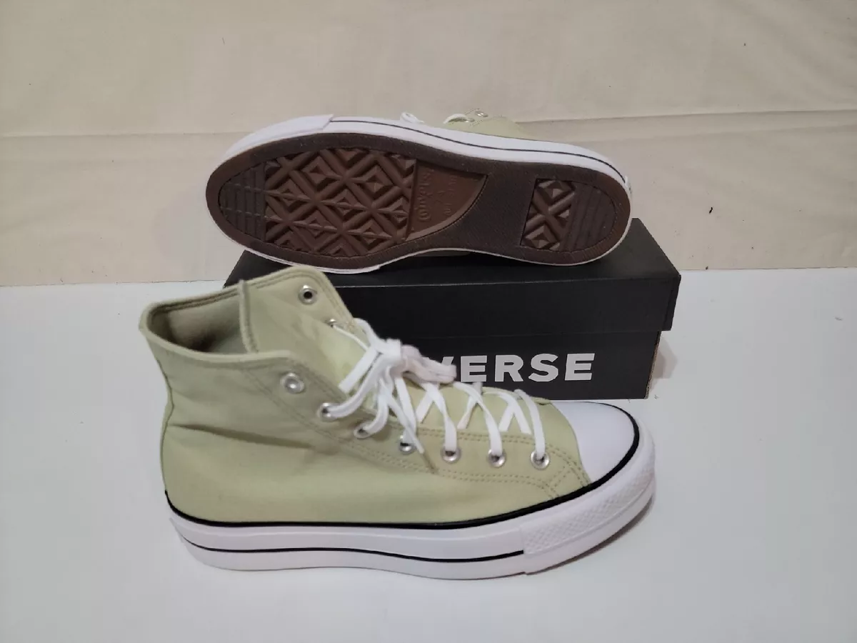 CONVERSE ALL STAR WOMEN S CTAS LIFT HI OLIVE WHT BLK CANVAS SHOE