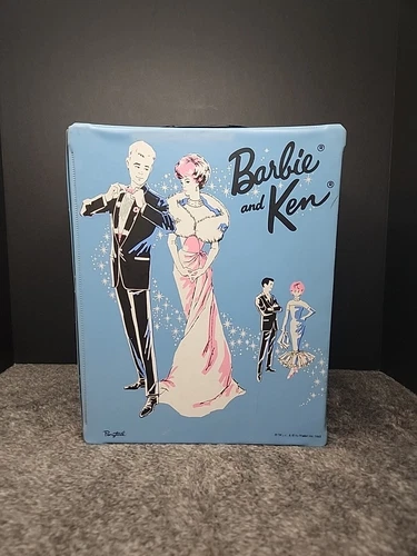 Barbie & Ken Ponytail Mattel 1963 Case Blue Vinyl ~Vintage