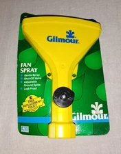 GILMOUR YELLOW PLASTIC FAN SPRAY WITH SHUT OFF VALVE AND SPIKE MODEL 304 NEW