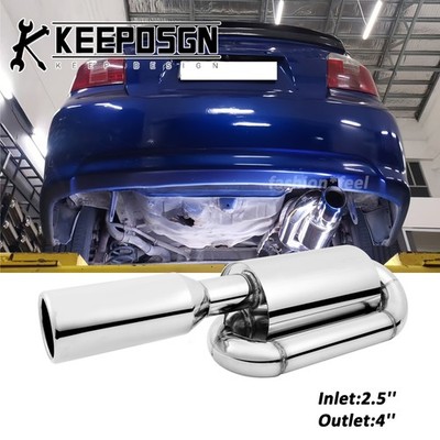 2.5'' Inlet Twin Loop Exhaust Muffler Resonator Tail Pipe Tip For Toyota Yaris