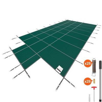 16x32 ft Swimming Pool Child Safe Mesh Winter Cover Inground w/ End Steps