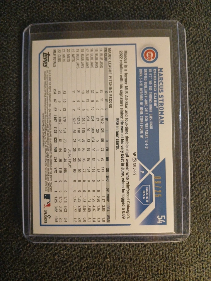 2023 Topps Now Marcus Stroman Black Border/25 Chicago Cubs Foto 2 de 3