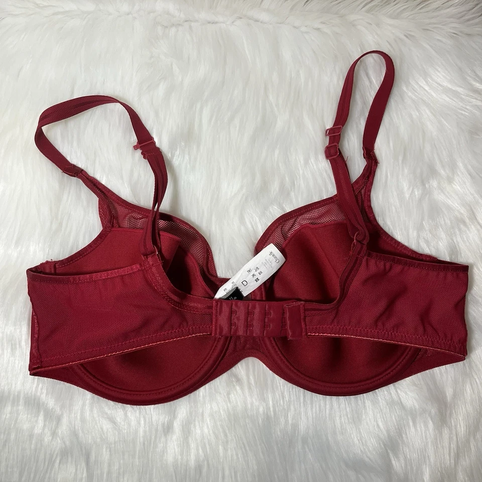 Chantelle Bra 34D Spacer Convertible Underwire Lined Mesh Red Sexy Lingerie - Image 3 of 4