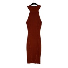 FashionNova brown rust knit halter bodycon mini dress size M