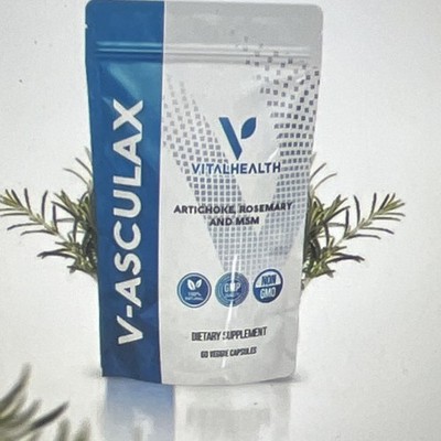 VitalHealth V-ASCULAX Artichoke Rosemary MSM Vegan Non-GMO GMP 60 Capsules