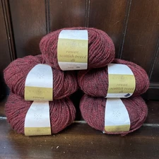 Rowan Scottish Tweed Yarn Pure Wool 615 Yrd #017 Burgundy Red Lot Of 5 Rolls