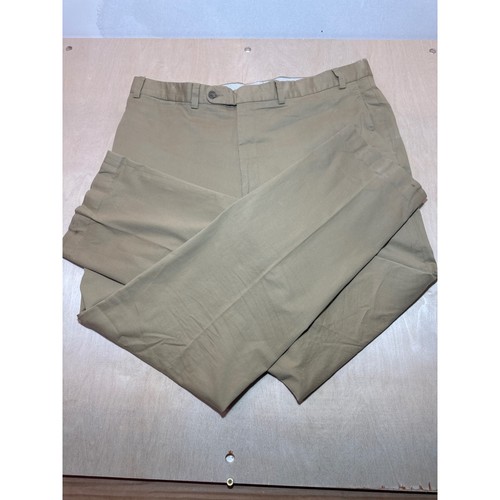 Saks Fifth Avenue Spencer Khaki Chinos Mens 40R Fabric Woven in Italy Tan Pants