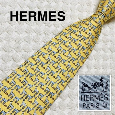Beautiful Item HERMES Tie Grassland Llama Alpaca Animal Pattern Allover 100 Silk