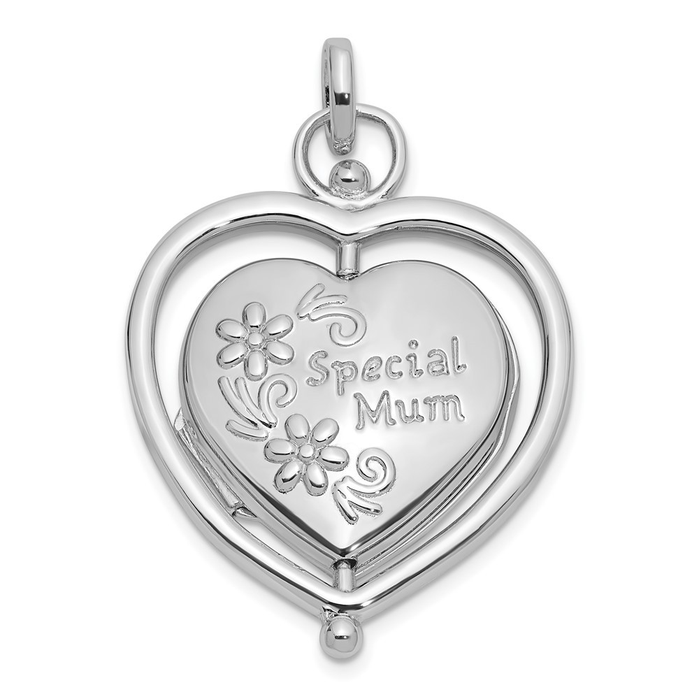 Sterling Silver Reversible Floral Heart Locket for Mom