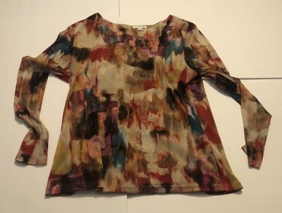 Erin London Sz L Women s Boho Colorful Blouse Top G2D19