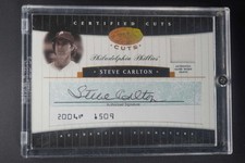 2004 Leaf Certified Cuts Steve Carlton Check Autograph Jersey Green /7 DA569