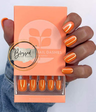 Red Aspen Press On Nails-Incredible Isadora-ACRYLIC-Orange- Short-Squoval