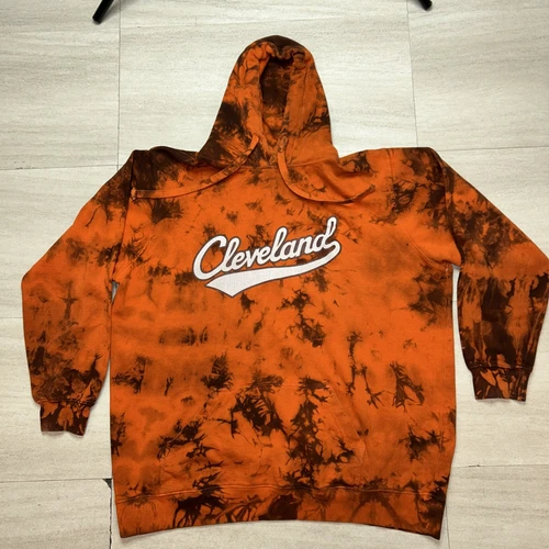 VETEMENTS Cleveland Clothing Co Felpa con Cappuccio Cleveland Pullover Felpa con Cappuccio Tie Dye Arancione Marrone XL