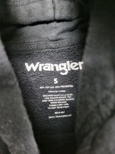 Wrangler Hoodie Men's Size Small Logo Black Pullover Long Sleeve - Picture 2 of 7
