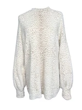 Chicos Animal Print Sweater Size 3/XL Soft Luxe Neutral Leopard Eyelash Knit