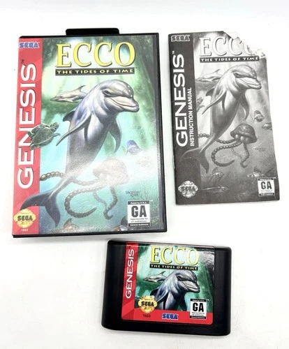 Ecco The Tides of Time Sega Genesis Dolphin Game CIB Complete Works Vintage 1994