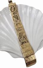 Sarah Coventry Vintage Victorian Revival Engraved Gold Tone Panel Bracelet