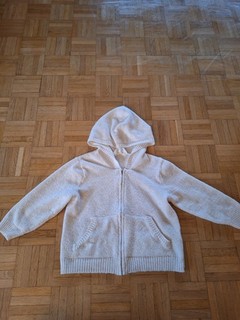 H&M Sweatjacke Gr. 110/116 Mädchen Kapuzenjacke beige Reißverschluss