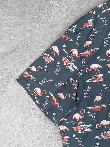 Sonoma Shirt Adult 3XL XXXL Tall Blue Flamingo AOP Palm Hawaiian Cotton Blend - Picture 3 of 15