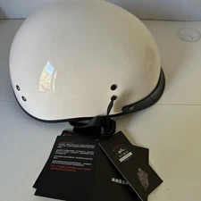 VCOROS Glass White Motorcycle Half Helmet With Sun Visor & Quick Release, XL