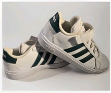 Adidas Kids Grand Court 2.0 Shoes White/Core Green -Size 12K UK 11.5 Great Condi