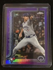 🔥Shane Bieber 2025 Topps Chrome Update #USC52 Purple Refractor 097/250 Jays
