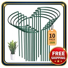 Plant Support Stakes 10 Pack 10x16 Inch Green Plastic Coated