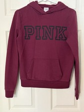 Women's Victoria Secret Pink - Logo Pullover Hoodie - Burgundy - XS