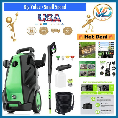 #ad Heavy Duty 5000 PSI Pressure Cleaner 33ft Hose 4 Nozzles amp; Foam Cannon $254.40