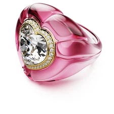 Swarovski Dulcis Cocktail Ring, Heart Cut, Pavé, Heart, Pink 5709996 (Size 7)