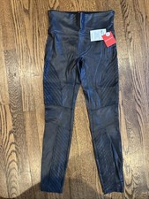 SPANX Women's Black Faux Leather Moto Leggings Size Small/Petite